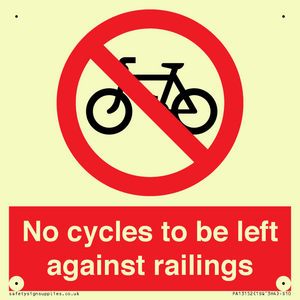No cycles to be left against railings